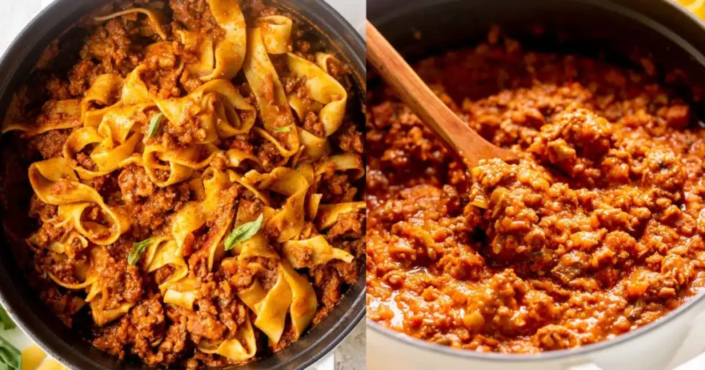 Pappardelle Pasta With Bolognese Sauce: